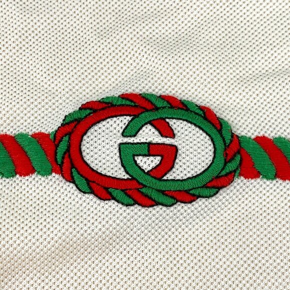 Gucci Mens Beige Polo Shirt With Embroidered Logo Short Sleeve S - Picture 5 of 7